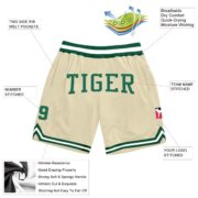 Men's Custom Cream Kelly Green-White Authentic Throwback Basketball Shorts - Image 3
