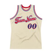 Men's Custom Cream Royal-Red Authentic Throwback Basketball Jersey - Image 4