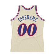 Men's Custom Cream Royal-Red Authentic Throwback Basketball Jersey - Image 5