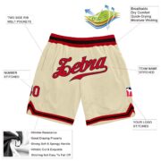 Men's Custom Cream Red-Black Authentic Throwback Basketball Shorts - Image 2