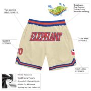 Men's Custom Cream Orange-Royal Authentic Throwback Basketball Shorts - Image 3