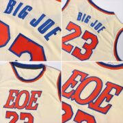 Men's Custom Cream Orange-Royal Round Neck Rib-Knit Basketball Jersey - Image 3