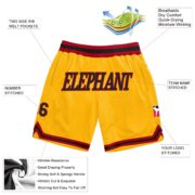 Men's Custom Gold Black-Red Authentic Throwback Basketball Shorts - Image 2