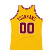 Men's Custom Gold Maroon-White Authentic Throwback Basketball Jersey - Image 5