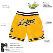 Men's Custom Gold Black-White Authentic Throwback Basketball Shorts - Image 2
