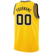 Men's Custom Gold Black-White Round Neck Rib-Knit Basketball Jersey - Image 3