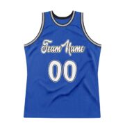 Men's Custom Blue White-Black Authentic Throwback Basketball Jersey - Image 4