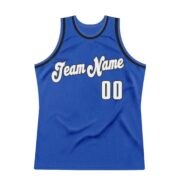 Men's Custom Blue White-Black Authentic Throwback Basketball Jersey - Image 2