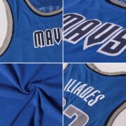 Men's Custom Blue White-Black Authentic Throwback Basketball Jersey - Image 5
