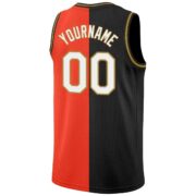 Men's Custom Orange White-Black Authentic Split Fashion Basketball Jersey - Image 3